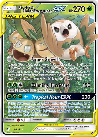Rowlet & Alolan Exeggutor GX (1) Holofoil - SM  Unified Minds