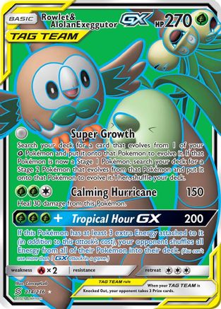Rowlet & Alolan Exeggutor GX (Full Art) (214) Holofoil - SM  Unified Minds