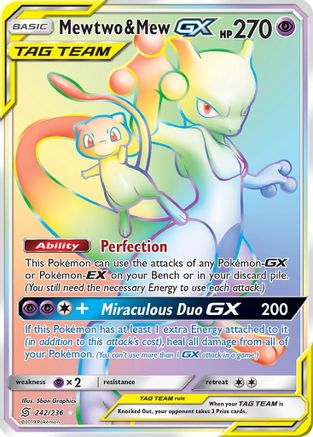 Mewtwo & Mew GX (242/236) [Sun & Moon: Unified Minds] | Silver Goblin