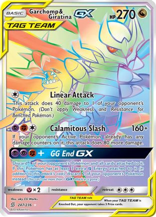 Garchomp & Giratina GX (Secret) (247) Holofoil - SM  Unified Minds