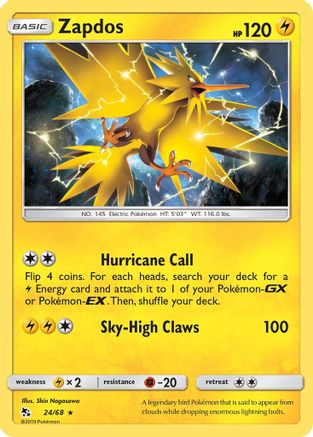 Zapdos (24/68) [Sun & Moon: Hidden Fates] | Silver Goblin