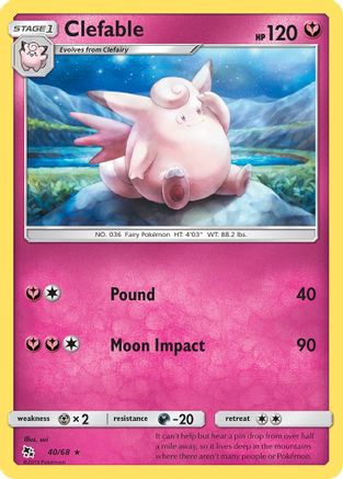 Clefable (40/68) [Sun & Moon: Hidden Fates] Reverse Holofoil