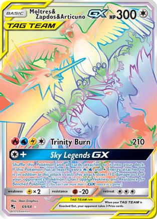 Moltres & Zapdos & Articuno GX (Secret) (69) Holofoil - Hidden Fates