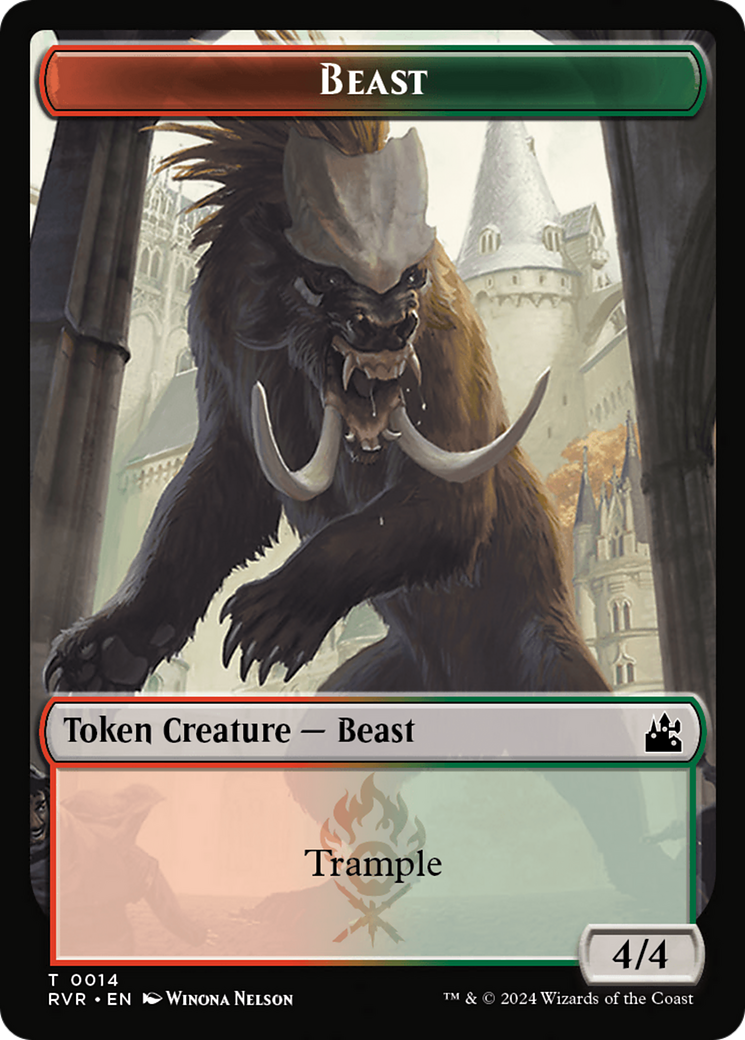 Goblin (0008) // Beast Double-Sided Token [Ravnica Remastered Tokens] | Silver Goblin