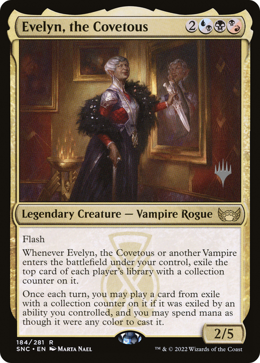 Evelyn, the Covetous (Promo Pack) [Streets of New Capenna Promos] Foil