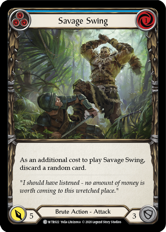 Savage Swing (Blue) Unlimited Edition Rainbow Foil (WTR022) - Welcome to Rathe