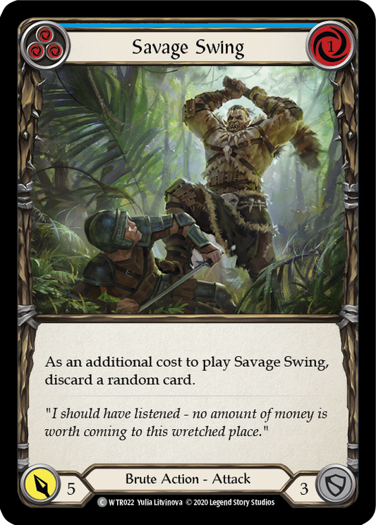 Savage Swing (Blue) Unlimited Edition Rainbow Foil (WTR022) - Welcome to Rathe