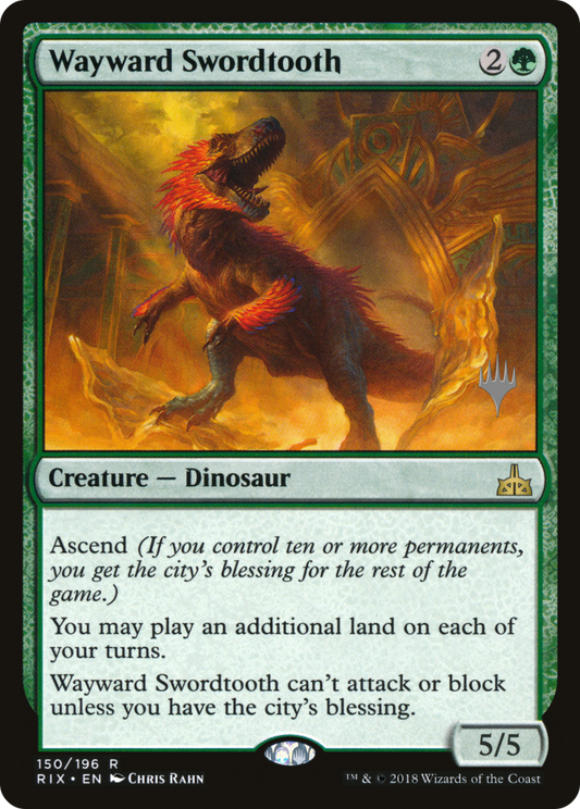 Wayward Swordtooth (Promo Pack) [Rivals of Ixalan Promos] Foil