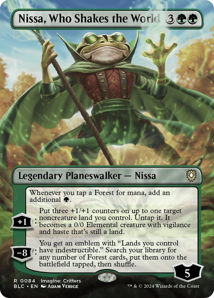 Nissa, Who Shakes the World (Borderless) [Bloomburrow Commander] Foil
