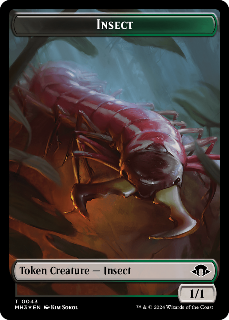 Insect (0043) (Ripple Foil) // Zombie Double-Sided Token [Modern Horizons 3 Tokens] | Silver Goblin