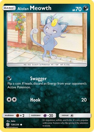 Alolan Meowth (128/236) [Sun & Moon: Cosmic Eclipse] Reverse Holofoil