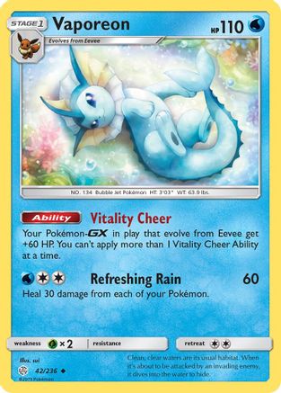 Vaporeon (42) Reverse Holofoil - Cosmic Eclipse