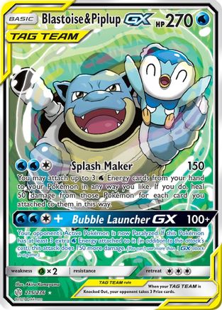 Blastoise & Piplup GX (215/236) [Sun & Moon: Cosmic Eclipse] | Silver Goblin