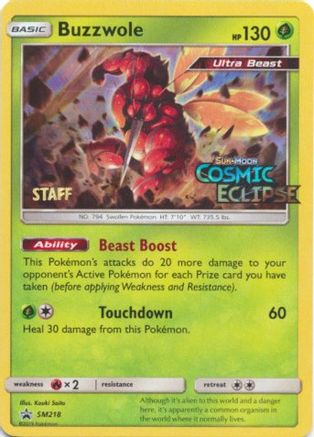 Buzzwole (SM218) (Staff Prerelease Promo) [Sun & Moon: Black Star Promos] | Silver Goblin