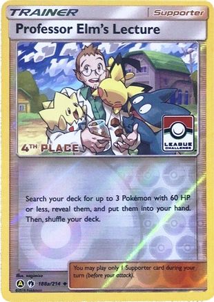 Professor Elm's Lecture - 188a/214 (League Challenge) [4th Place] (188a) Reverse Holofoil - League & Championship Cards