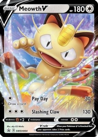 Meowth V - SWSH004 (SWSH004) Holofoil - SWSH Sword & Shield Promo Cards