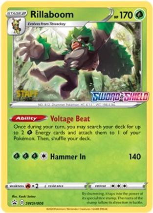 Rillaboom - SWSH006 (Prerelease) [Staff] (SWSH006) Holofoil - SWSH Sword & Shield Promo Cards
