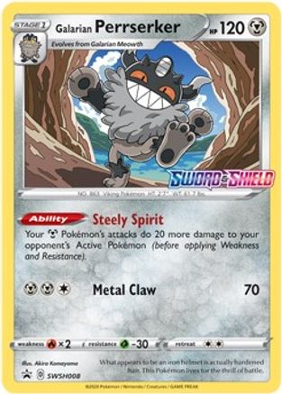 Galarian Perrserker - SWSH008 (Prerelease) (SWSH008) Holofoil - SWSH Sword & Shield Promo Cards