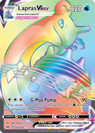 Lapras VMAX (Secret) (203) Holofoil - SWSH01 Sword & Shield Base Set