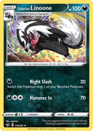 Galarian Linoone (118) Reverse Holofoil - Sword & Shield