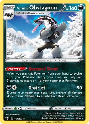 Galarian Obstagoon (119) Holofoil - SWSH01 Sword & Shield Base Set