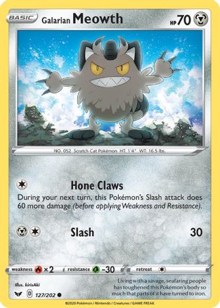 Galarian Meowth (127) Reverse Holofoil - Sword & Shield