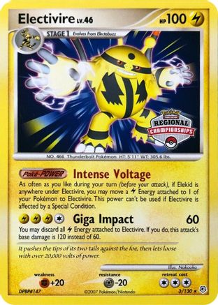 Electivire - 3/130 (Regional Championships) (3) - League & Championship Cards