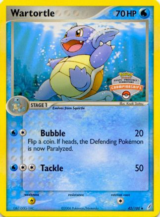 Wartortle (42/100) (States Championship Promo) [EX: Crystal Guardians] | Silver Goblin