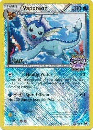 Vaporeon - 25/108 (State Championships) [Staff] (25) Reverse Holofoil - League & Championship Cards