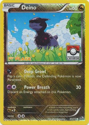 Deino - 97/113 (Pokemon League) [1st Place] (97) Reverse Holofoil - League & Championship Cards