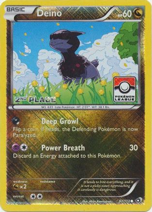 Deino - 97/113 (Pokemon League) [2nd Place] (97) Reverse Holofoil - League & Championship Cards