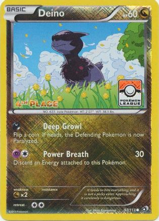 Deino - 97/113 (Pokemon League) [4th Place] (97) Reverse Holofoil - League & Championship Cards
