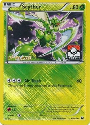 Scyther - 4/108 (Pokemon League) [1st Place] (4) Reverse Holofoil - League & Championship Cards