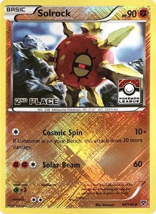 Solrock - 64/146 (Pokemon League) [2nd Place] (64) Reverse Holofoil - League & Championship Cards