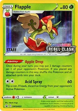 Flapple - SWSH022 (Prerelease) [Staff] (SWSH022) Holofoil - SWSH Sword & Shield Promo Cards