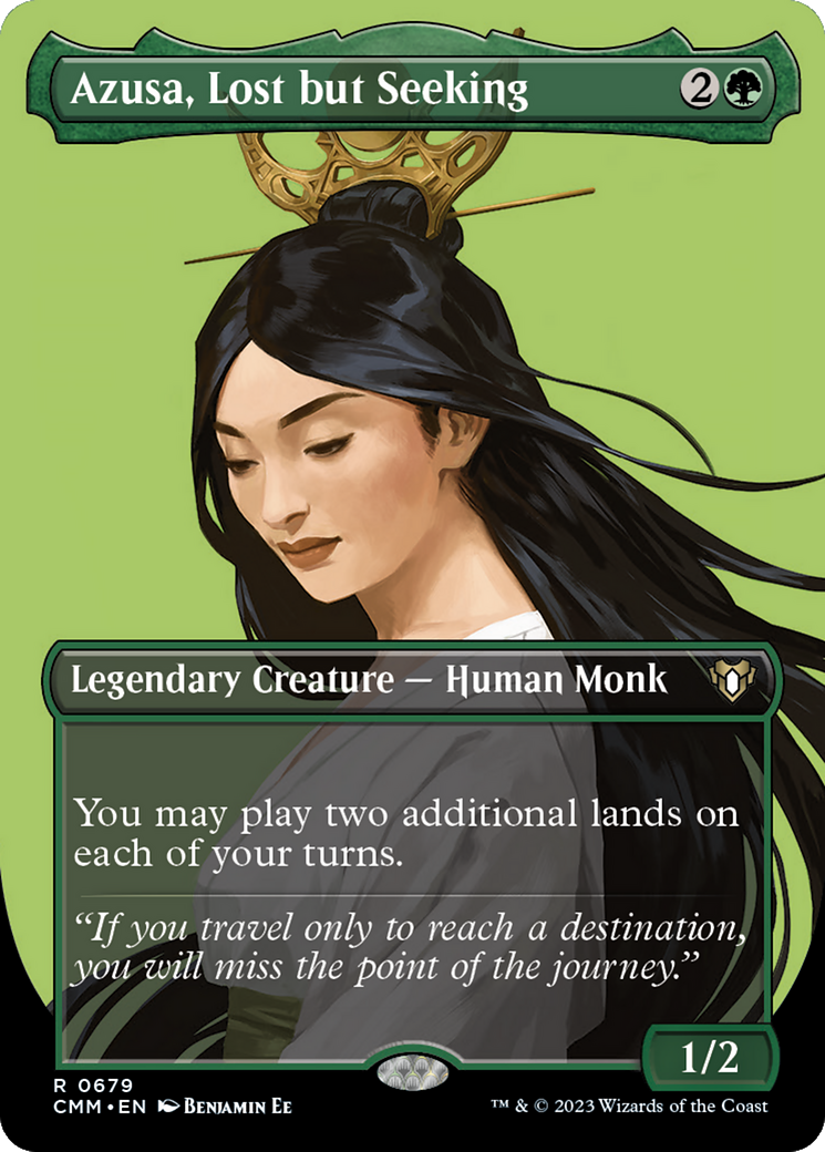 Azusa, Lost but Seeking (Borderless Profile) [Commander Masters] | Silver Goblin