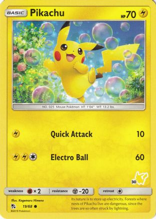 Pikachu (19/68) (Pikachu Stamp #30) [Battle Academy 2020] | Silver Goblin