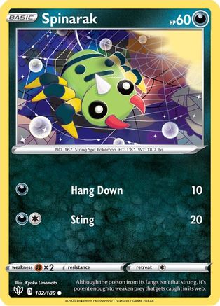 Spinarak (102/189) [Sword & Shield: Darkness Ablaze] Reverse Holofoil