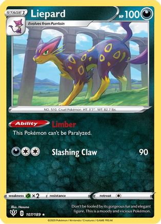 Liepard (107) Reverse Holofoil - SWSH03 Darkness Ablaze