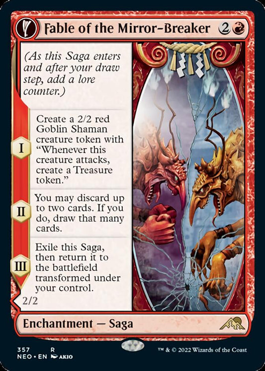 Fable of the Mirror-Breaker // Reflection of Kiki-Jiki (Showcase Soft Glow) [Kamigawa: Neon Dynasty] Foil