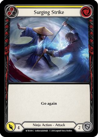 Surging Strike (Yellow) (WTR108) (Unlimited Edition) Rainbow Foil - Welcome to Rathe