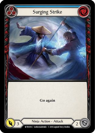Surging Strike (Blue) (WTR109) (Unlimited Edition) Rainbow Foil - Welcome to Rathe