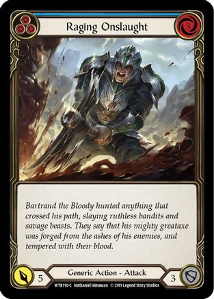 Raging Onslaught (Blue) (WTR190) 1st Edition Rainbow Foil - Welcome to Rathe