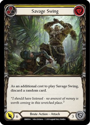 Savage Swing (Yellow) 1st Edition  (RNR016) - Hero Deck: Rhinar