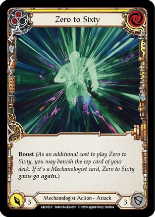 Zero to Sixty (Yellow) (ARC027) 1st Edition Rainbow Foil - Arcane Rising
