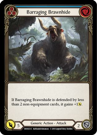 Barraging Brawnhide (Blue) 1st Edition  (BVO023) - Hero Deck: Bravo