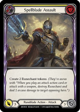 Spellblade Assault (Yellow) (ARC086) 1st Edition Rainbow Foil - Arcane Rising
