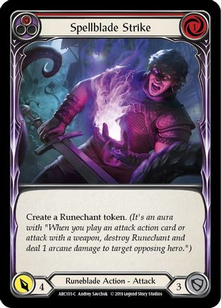 Spellblade Strike (Red) (ARC103) 1st Edition Rainbow Foil - Arcane Rising