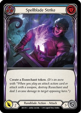 Spellblade Strike (Blue) (ARC105) (1st Edition) Rainbow Foil - Arcane Rising