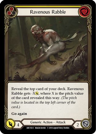 Ravenous Rabble (Yellow) (ARC192) 1st Edition Rainbow Foil - Arcane Rising